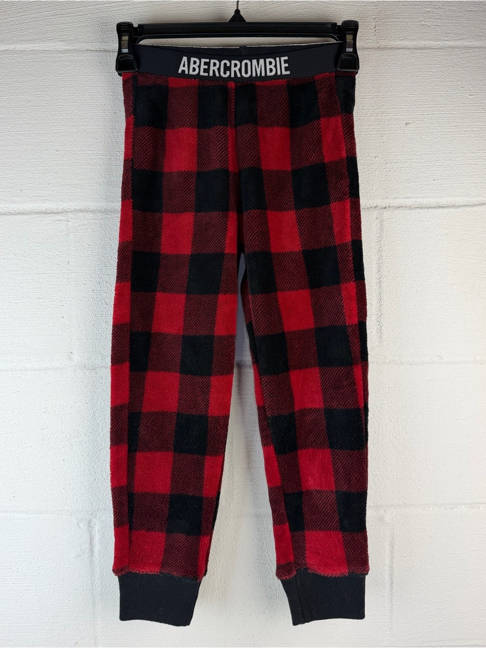 Abercrombie Red Buffalo Check Fleece Pajama Bottoms, 7/8
